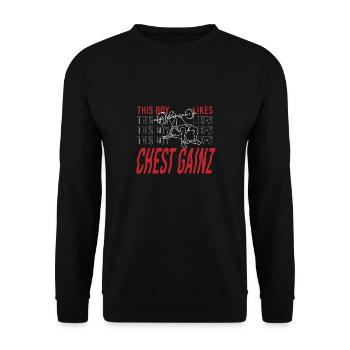 Un garçon aime la dynamophilie, le Benchpress Gym - Sweat-shirt Unisexe - noir - Devant - Alina (178cm) & Michal (187cm)