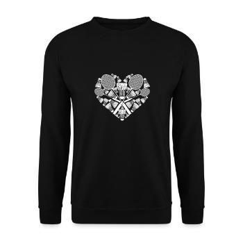 Badminton Love Badmintonspieler im Retro-Stil, - Unisex Pullover - Schwarz - Vorne - Alina (178cm) & Michal (187cm)