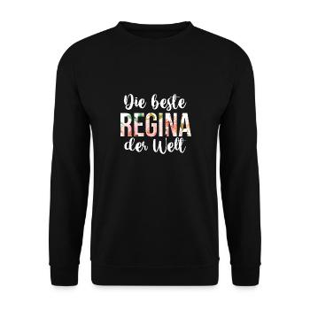 Vorname Regina - Unisex Pullover - Schwarz - Vorne - Alina (178cm) & Michal (187cm)