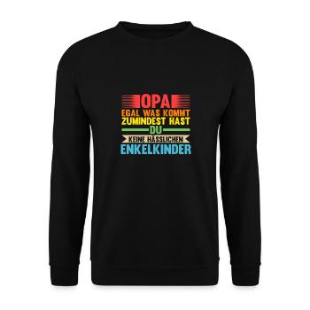 Großvater Enkelkinder Opa - Unisex Pullover - Schwarz - Vorne - Alina (178cm) & Michal (187cm)