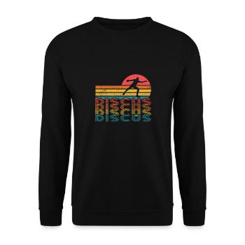 Diskus Athlete Vintage Retro Discus Werfer - Unisex Pullover - Schwarz - Vorne - Alina (178cm) & Michal (187cm)