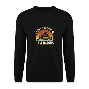 Vintage Sunset Antenna Retro Easily Excited By Ham - Unisex Pullover - Schwarz - Vorne - Alina (178cm) & Michal (187cm)
