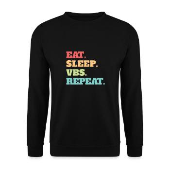 Eat Sleep VBS Repeat Vacation Bible School Crew - Unisex Pullover - Schwarz - Vorne - Alina (178cm) & Michal (187cm)