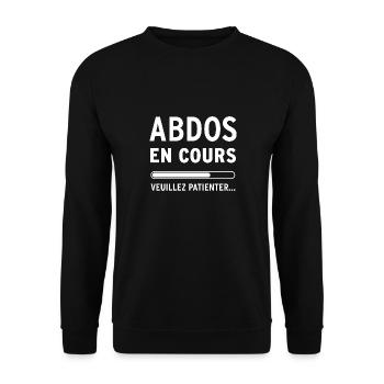 Abdos en cours Veuillez patienter - Sweat-shirt Unisexe - noir - Devant - Alina (178cm) & Michal (187cm)