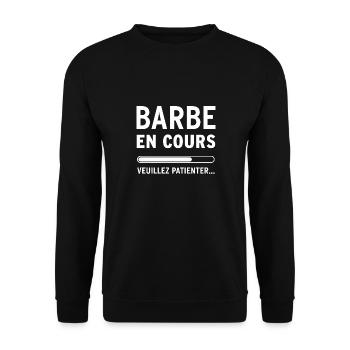 Barbe en cours Veuillez patienter - Sweat-shirt Unisexe - noir - Devant - Alina (178cm) & Michal (187cm)