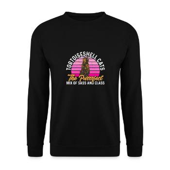 Schildpatt Katze Tortoiseshell Cat Tortie - Unisex Pullover - Schwarz - Vorne - Alina (178cm) & Michal (187cm)