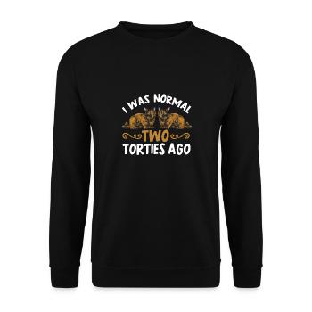 Schildpatt Katze Tortoiseshell Cat Tortie - Unisex Pullover - Schwarz - Vorne - Alina (178cm) & Michal (187cm)