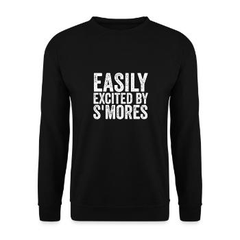 Marshmallow Campfire Camper Funny Easily Excited B - Unisex Pullover - Schwarz - Vorne - Alina (178cm) & Michal (187cm)