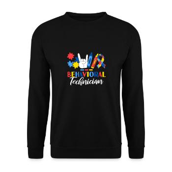 Behavioral Technician ABA Therapist Behavior - Unisex Sweatshirt - black - Front - Alina (178cm) & Michal (187cm)