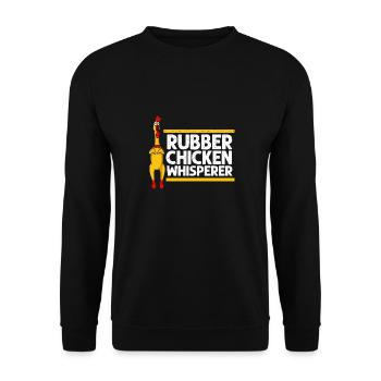 Rubber Chicken Costume Toy Rubber Chicken - Unisex Sweatshirt - black - Front - Alina (178cm) & Michal (187cm)
