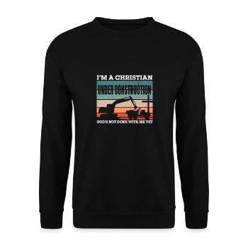 Je suis un chrétien en construction Culte du dimanche - Sweat-shirt Unisexe - noir - Devant - Alina (178cm) & Michal (187cm)