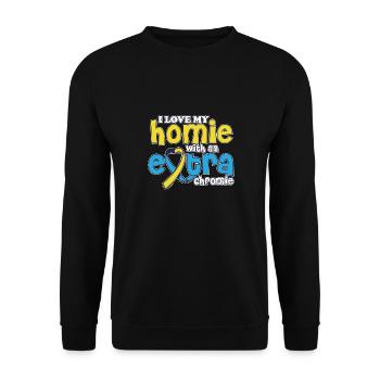 Love My With An Extra Chromie Down Syndrome - Unisex Sweatshirt - black - Front - Alina (178cm) & Michal (187cm)