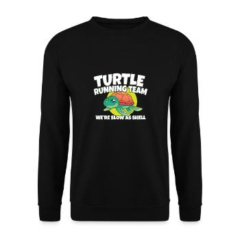 Drôle Marathon Tortue Running Team Nous Sommes Lents Comme - Sweat-shirt Unisexe - noir - Devant - Alina (178cm) & Michal (187cm)