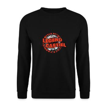 Geschenk für Castiel - Unisex Pullover - Schwarz - Vorne - Alina (178cm) & Michal (187cm)