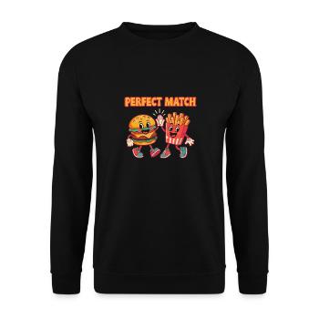 Paire Amusante Burger Et Frites Match Parfait - Sweat-shirt Unisexe - noir - Devant - Alina (178cm) & Michal (187cm)