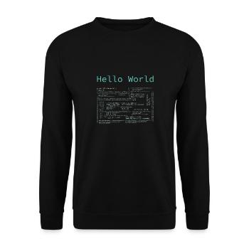 Hello World - Computer Pr... Programmierer & Nerd - Unisex Pullover - Schwarz - Vorne - Alina (178cm) & Michal (187cm)
