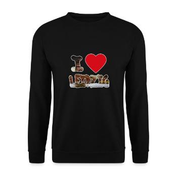 I love Leipzig T-Shirt / Poster - Unisex Pullover - Schwarz - Vorne - Alina (178cm) & Michal (187cm)