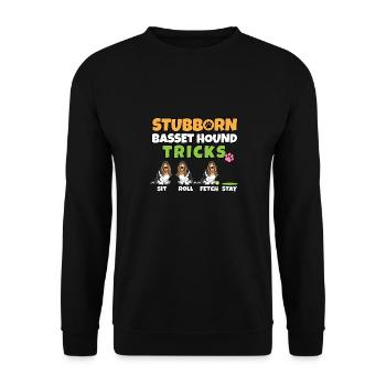 Stubborn Basset Hound Tricks I Dog Lover I Basset - Unisex Pullover - Schwarz - Vorne - Alina (178cm) & Michal (187cm)