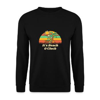 It's Beach O Clock Summer Vacation Tropical Trip - Unisex Pullover - Schwarz - Vorne - Alina (178cm) & Michal (187cm)