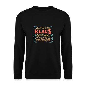 Feiern mit Klaus - Unisex Pullover - Schwarz - Vorne - Alina (178cm) & Michal (187cm)