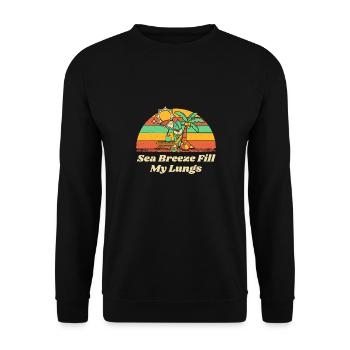 Sea Breeze Fill My Lungs Beach Fitness Ocean - Unisex Sweatshirt - black - Front - Alina (178cm) & Michal (187cm)