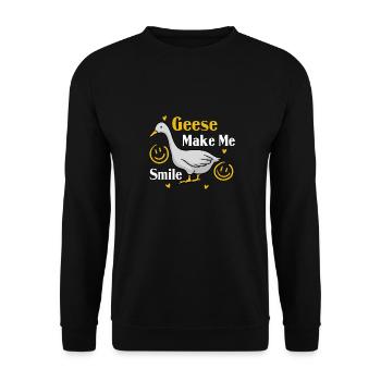 Les oies me font sourire, mignonne oie, oiseau, - Sweat-shirt Unisexe - noir - Devant - Alina (178cm) & Michal (187cm)