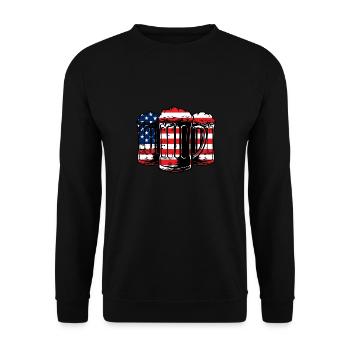 Memorial Day Fourth of July Beer USA Flag Amerik - Unisex Sweatshirt - black - Front - Alina (178cm) & Michal (187cm)
