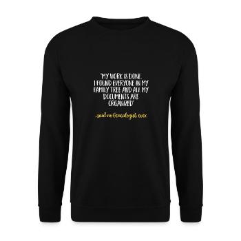 Genealogie Ahnenforschung Ahnenforscher - Unisex Pullover - Schwarz - Vorne - Alina (178cm) & Michal (187cm)
