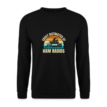 Rétro facilement distrait par les radios amateurs vintage Amat - Sweat-shirt Unisexe - noir - Devant - Alina (178cm) & Michal (187cm)