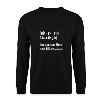Lehrerin Lehrerinnen Schule Pädagogin Unterricht - Unisex Pullover - Schwarz - Vorne - Alina (178cm) & Michal (187cm)