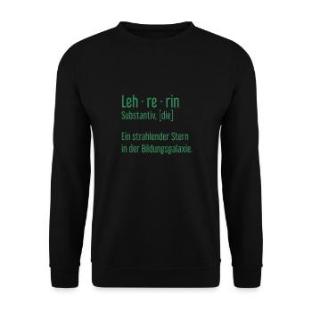 Lehrerin Lehrerinnen Schule Pädagogin Unterricht - Unisex Pullover - Schwarz - Vorne - Alina (178cm) & Michal (187cm)