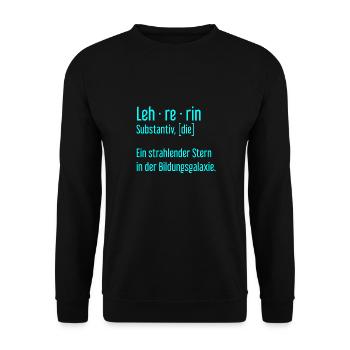 Lehrerin Lehrerinnen Schule Pädagogin Unterricht - Unisex Pullover - Schwarz - Vorne - Alina (178cm) & Michal (187cm)