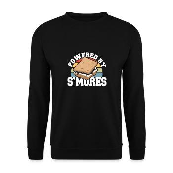 Vintage Powered By Smores Camping Marshmallow Retr - Unisex Sweatshirt - black - Front - Alina (178cm) & Michal (187cm)