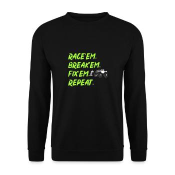 RC Car Ferngesteuertes Auto - Unisex Pullover - Schwarz - Vorne - Alina (178cm) & Michal (187cm)