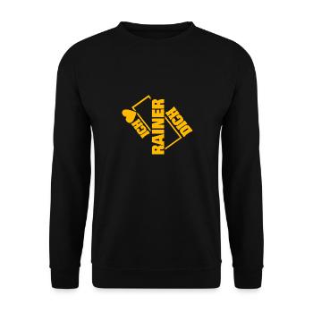 Geschenk für Rainer - Unisex Pullover - Schwarz - Vorne - Alina (178cm) & Michal (187cm)