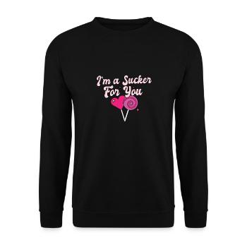 Valentine's Day Quote I'm A Sucker For You Couple - Unisex Sweatshirt - black - Front - Alina (178cm) & Michal (187cm)