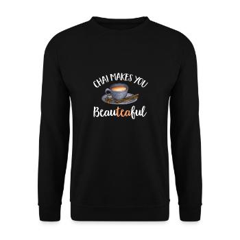 Chai Tee Masala Chai - Unisex Pullover - Schwarz - Vorne - Alina (178cm) & Michal (187cm)