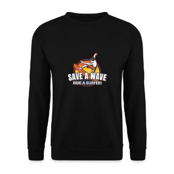 Save a wave ride surfer surflife - Unisex Sweatshirt - black - Front - Alina (178cm) & Michal (187cm)