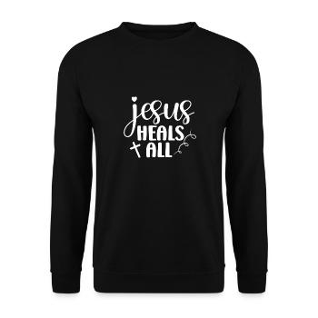 Jesus Gott Bibel Kirche Christlicher Glaube Glauben - Unisex Pullover - Schwarz - Vorne - Alina (178cm) & Michal (187cm)