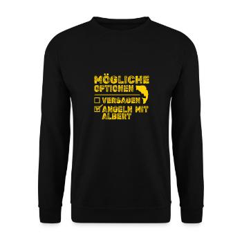 Geschenk für Albert - Unisex Pullover - Schwarz - Vorne - Alina (178cm) & Michal (187cm)
