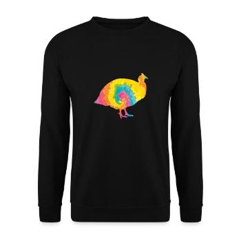 Hühner Hahn Perlhuhn - Unisex Pullover - Schwarz - Vorne - Alina (178cm) & Michal (187cm)