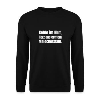 Coal in the blood, heart made of real hard work. - Unisex Sweatshirt - black - Front - Alina (178cm) & Michal (187cm)