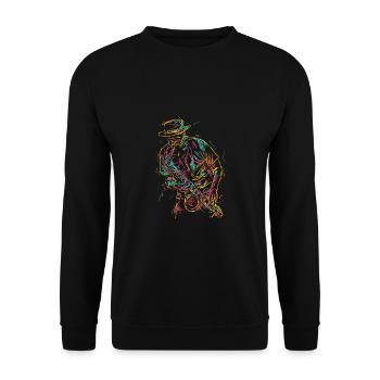 Geschenkidee für Saxophonspieler Saxophon - Unisex Pullover - Schwarz - Vorne - Alina (178cm) & Michal (187cm)