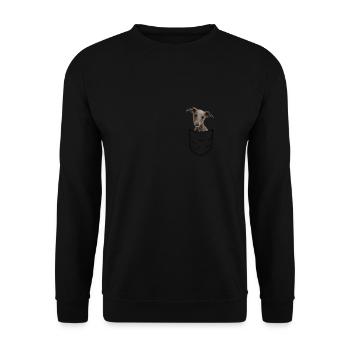 Poche poitrine Whippet Little English Greyhound - Sweat-shirt Unisexe - noir - Devant - Alina (178cm) & Michal (187cm)