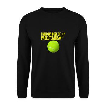 Padel Tennis Impfung Spritze Geschenkidee - Unisex Pullover - Schwarz - Vorne - Alina (178cm) & Michal (187cm)