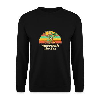 Move with the Sea Beach Trip Ocean Travel Summer - Unisex Sweatshirt - black - Front - Alina (178cm) & Michal (187cm)