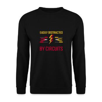 Distrait par les circuits Ironic Electrician - Sweat-shirt Unisexe - noir - Devant - Alina (178cm) & Michal (187cm)