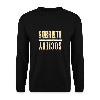 Sobriety Society Retro Vintage Sober Designs - Unisex Pullover - Schwarz - Vorne - Alina (178cm) & Michal (187cm)