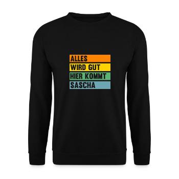 Sascha - Unisex Pullover - Schwarz - Vorne - Alina (178cm) & Michal (187cm)