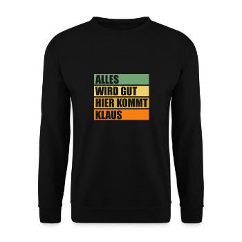 Klaus - Unisex Pullover - Schwarz - Vorne - Alina (178cm) & Michal (187cm)
